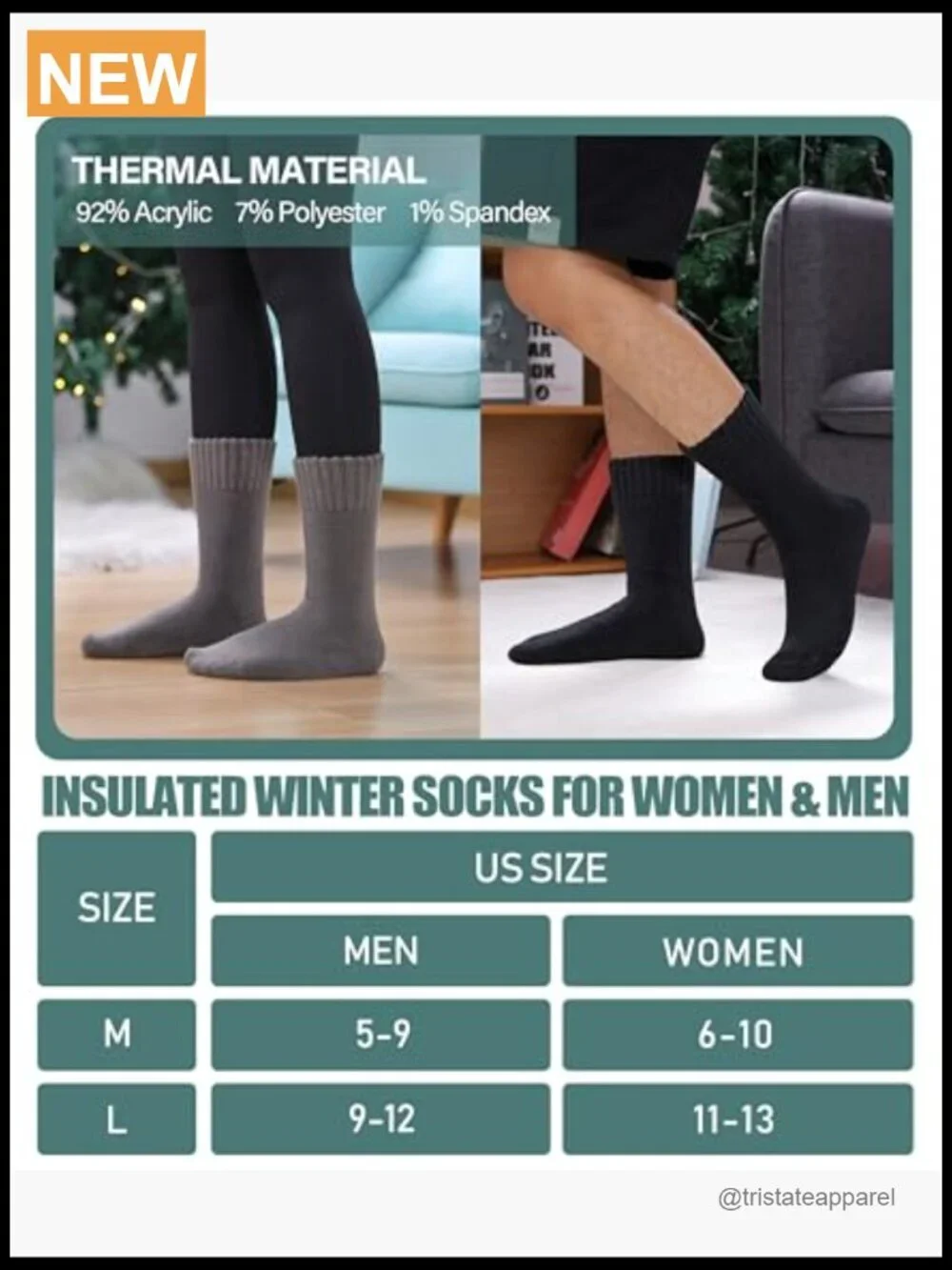 Thermal Winter Socks Extra Thick Insulated Crew Ski Boot Socks for Cold Weather